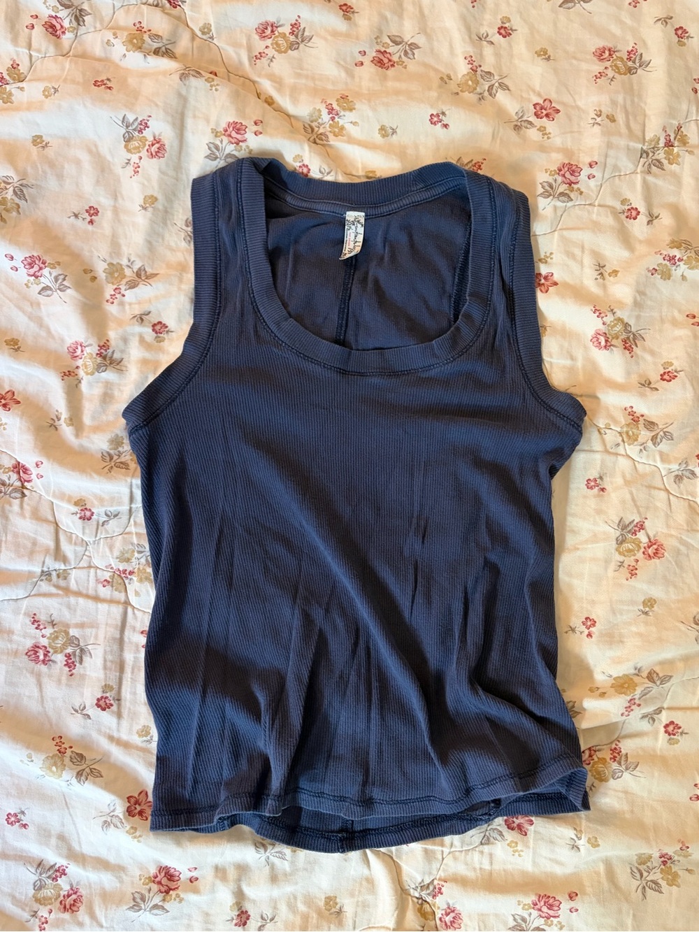 Free People Blue Ribbed Tank Top